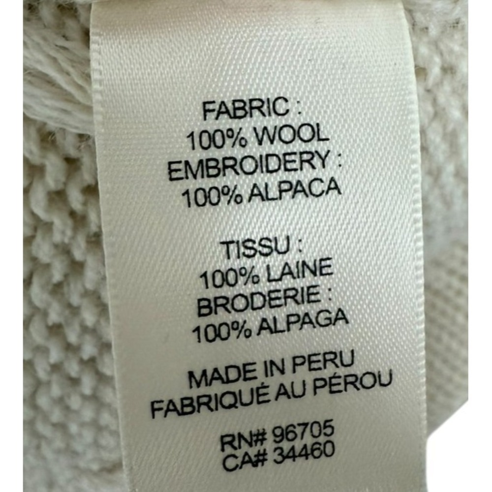 Rebecca Taylor Floral Embroidered Ivory Wool Women's XL Pom Pom Wool Cardigan - Picture 6 of 10